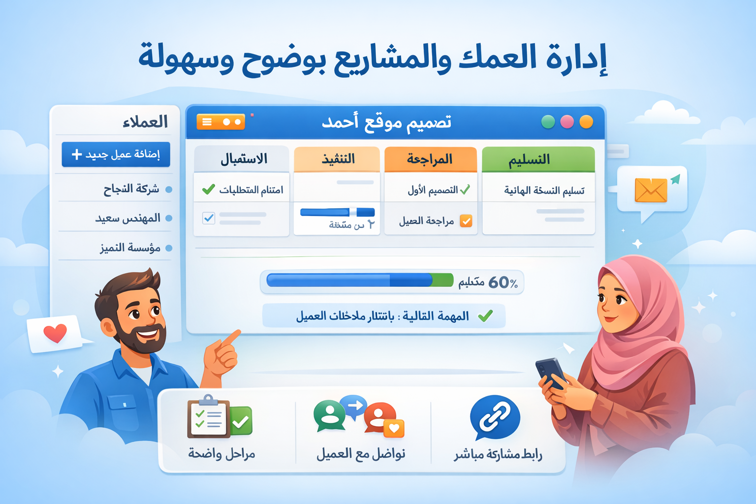 أداة إدارة العملاء و الخدمات و المشاريع
